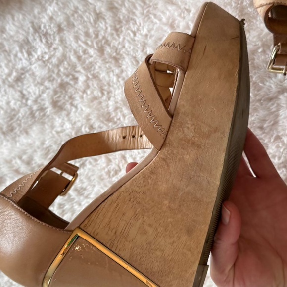 DIANE von FURSTENBERG ALARA Natural Leather Designer Platform Sandal Size 8 - Picture 7 of 15